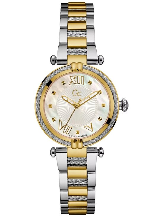 GC Guess Collection Womens Swiss Two Tone Watch Mother of Pearl Dial New